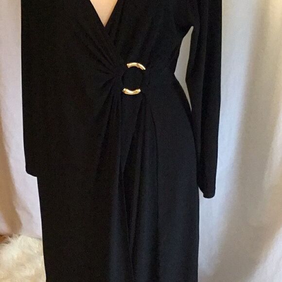 EVAN PICONE black lng sleeve wrap dress in size 10 - Picture 4 of 8